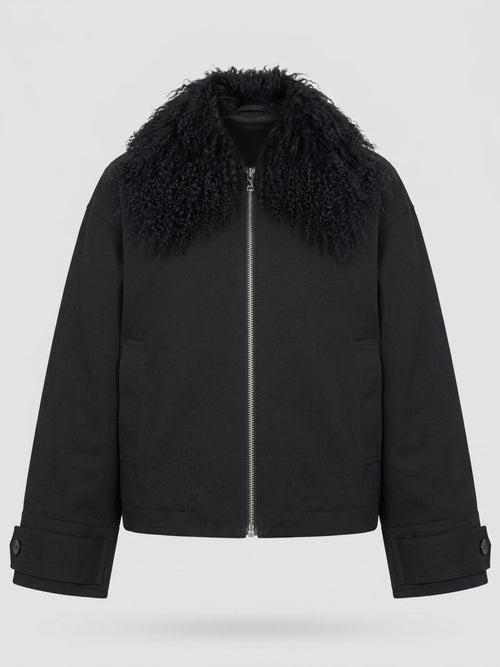 NICO JACKET MONGOLIAN FUR - BLACK