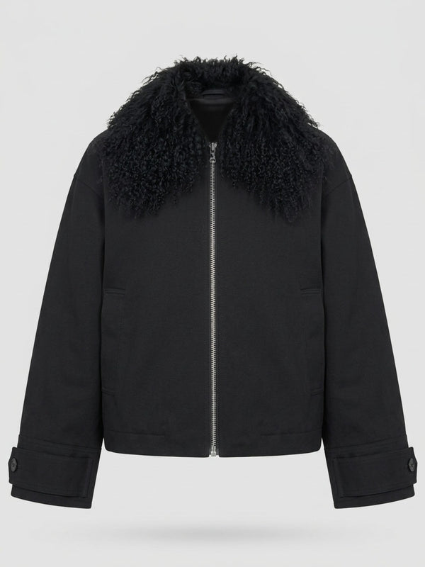 NICO JACKET MONGOLIAN FUR - BLACK