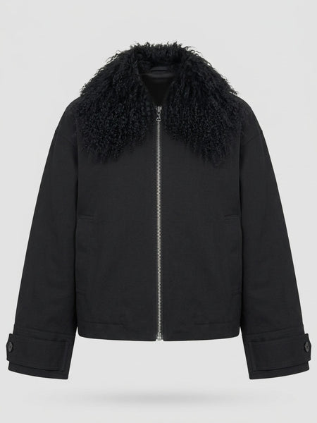 NICO JACKET MONGOLIAN FUR - BLACK