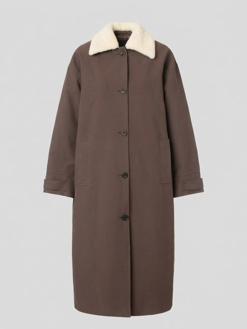 RITA PADDED CANVAS COAT - DARK BROWN