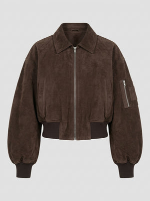 BONNIE SUEDE BOMBER - BROWN