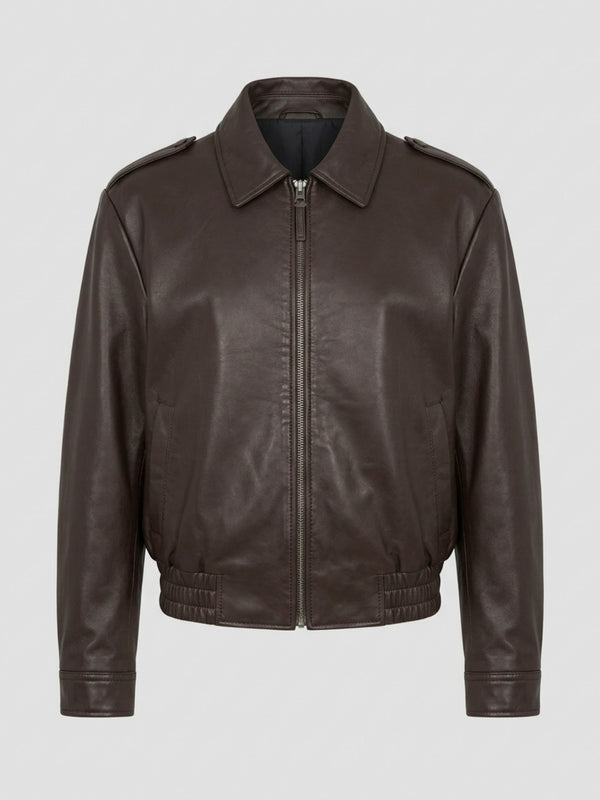 CLEO LEDERJACKE - BRAUN