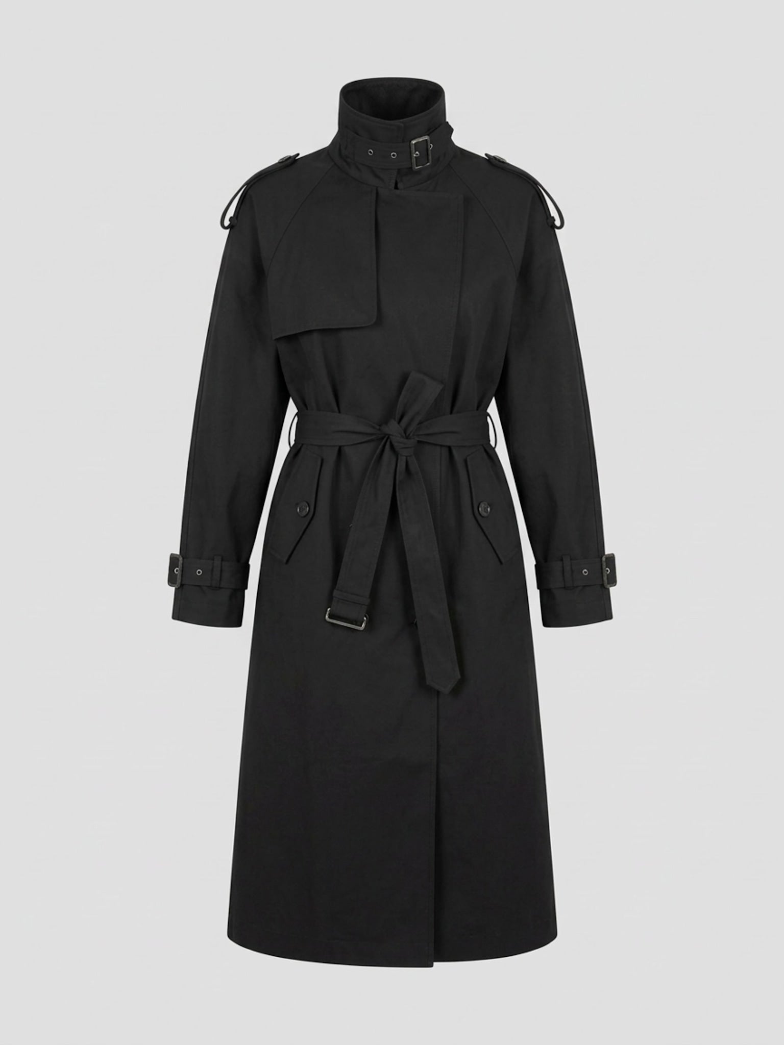 HEATHER TRENCH COAT - BLACK