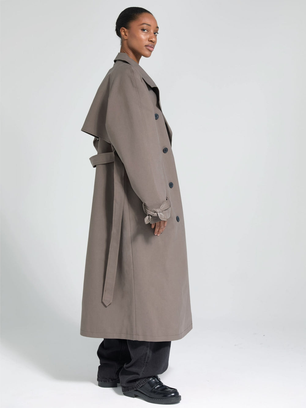 BETTY CANVAS COAT - GREY BROWN