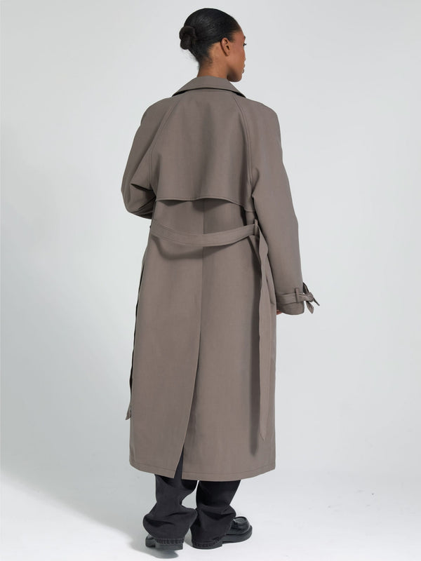 BETTY CANVAS COAT - GREY BROWN