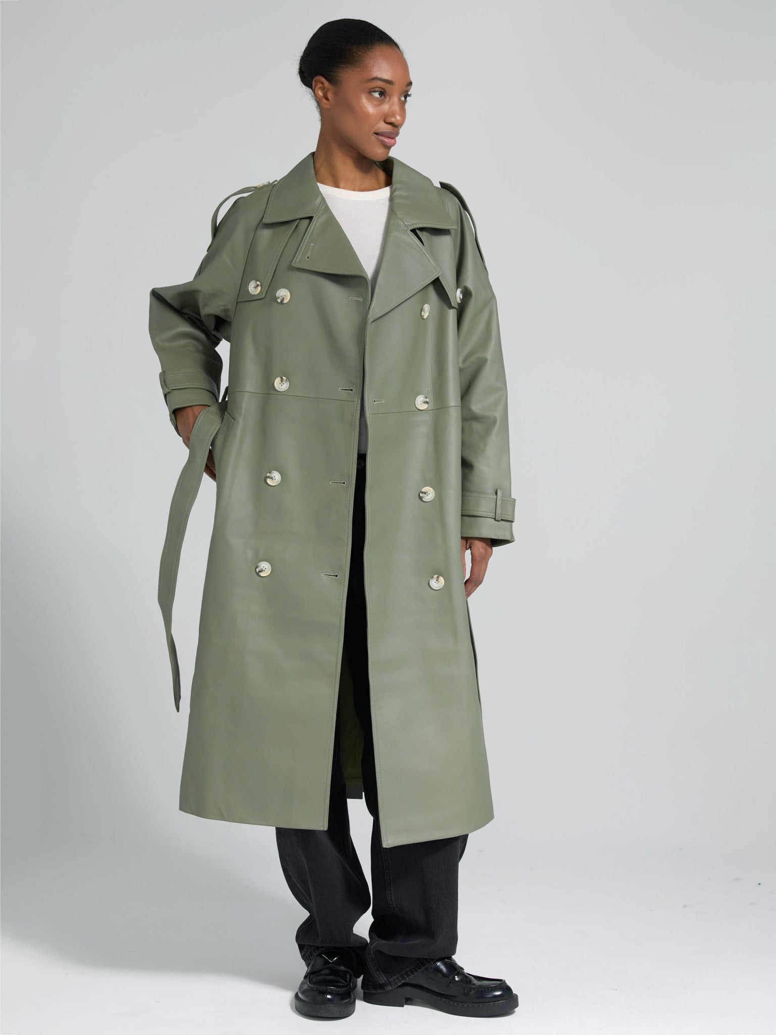 BOBBY LEATHER COAT- GREEN