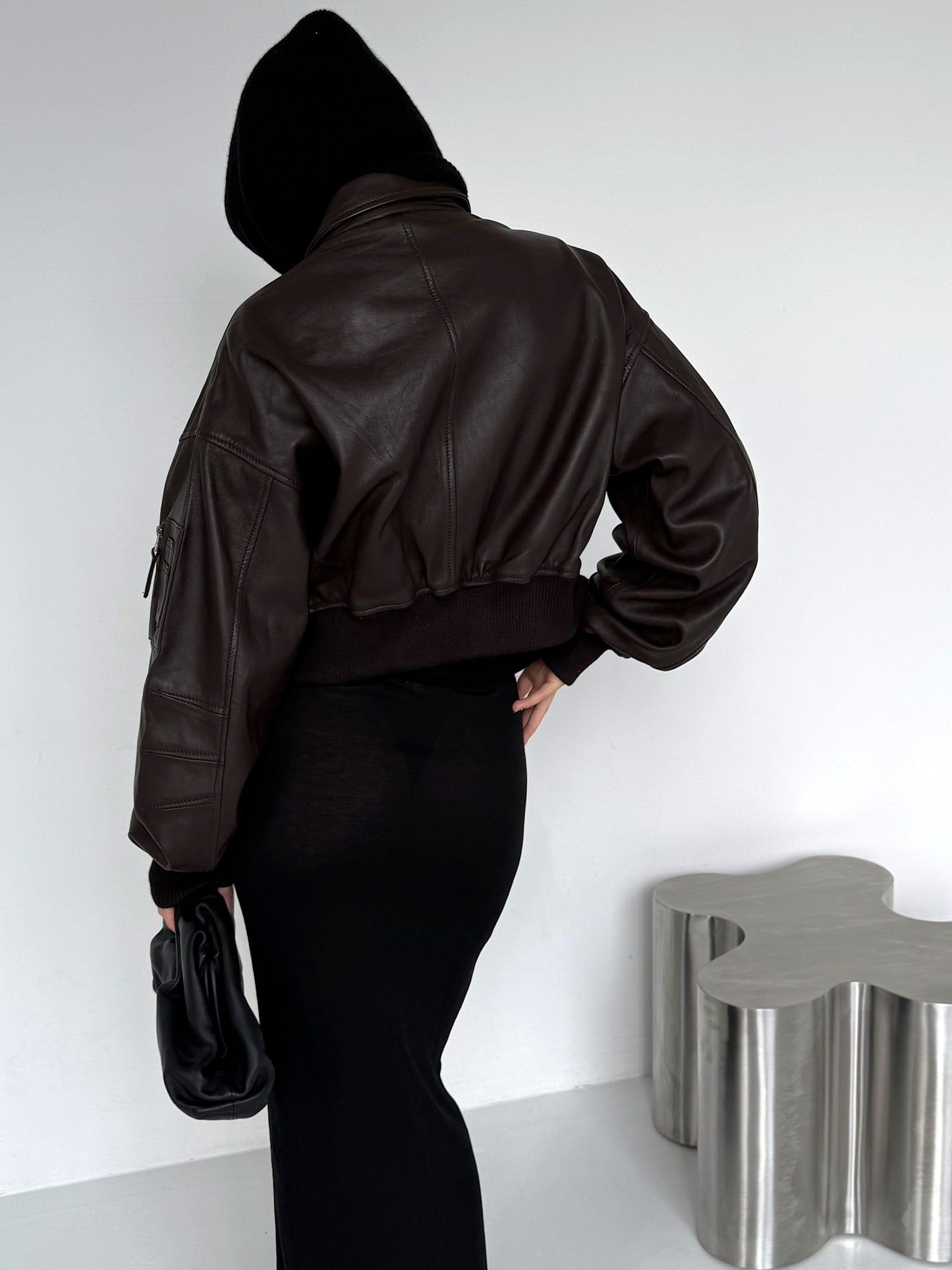 BONNIE LEATHER BOMBER - BROWN BONNIE LEATHER BOMBER - BROWN