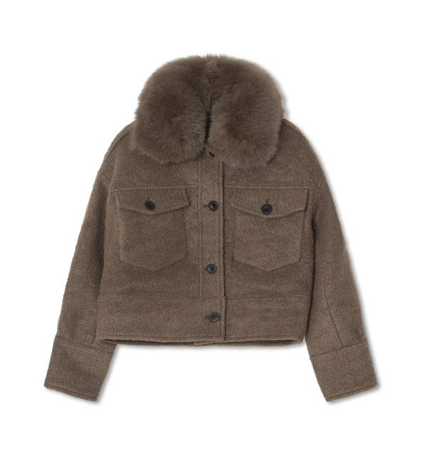 CHARLIE JACKET WOOL BOUCLE - GREY/BROWN