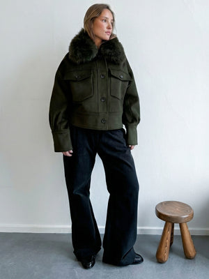 CHARLIE WOOL JACKET - DARK GREEN