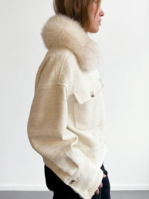 CHARLIE TWEED JACKET - CREME