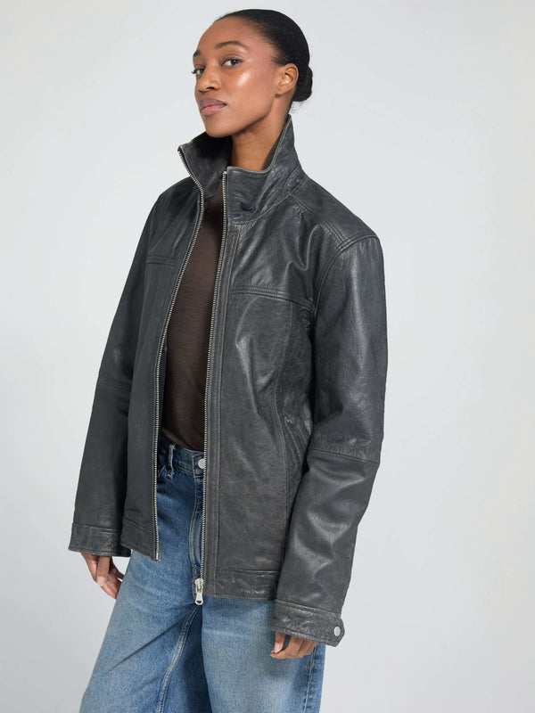 FLOYD LEATHER JACKET - BLACK