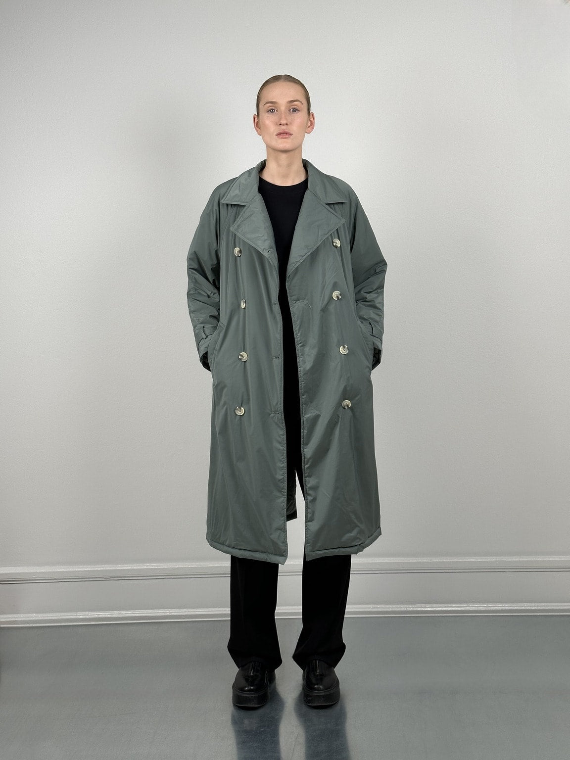 m*n様 L'Appartement ECOTTONY NYLON TRENCH BOBBY NYLON TRENCH COAT - GREEN