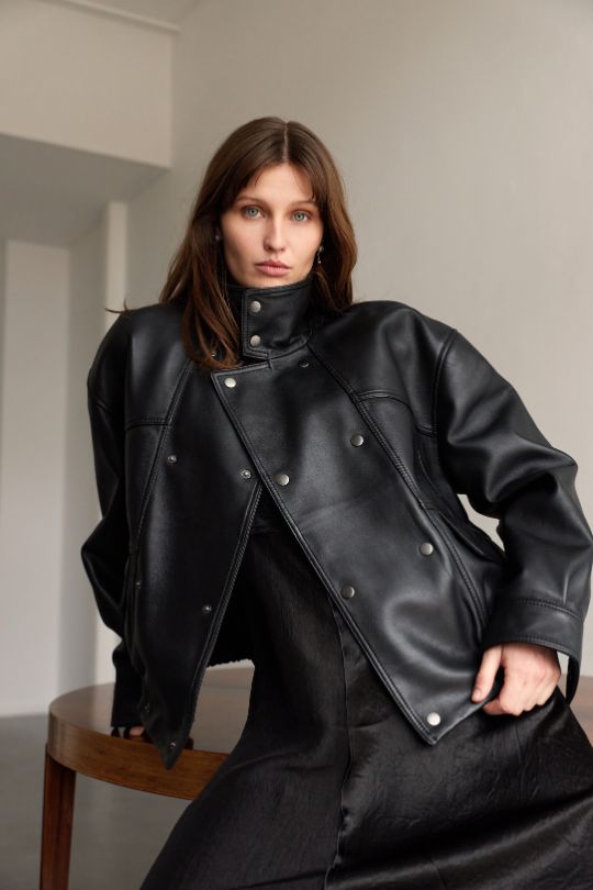 LYLE LEATHER JACKET - BLACK