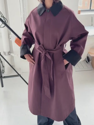 JOEL CANVAS COAT - BURGUNDY/BLACK