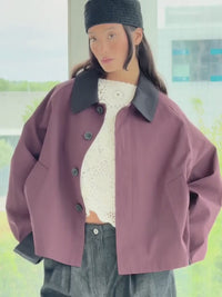 JOEL CANVAS JACKET - BURGUNDY/BLACK