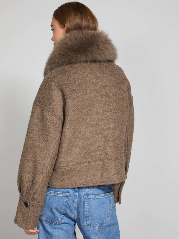 CHARLIE JACKET WOOL BOUCLE - GREY/BROWN