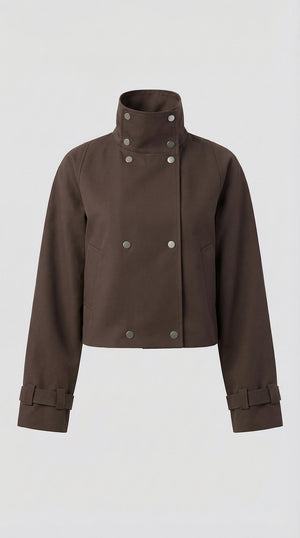 SKYLER CROPPED JACKET - BROWN