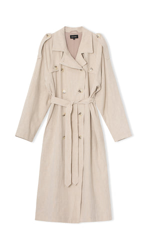 KIRA LINEN COAT - CREME