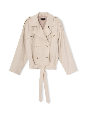 KIRA LINEN JACKET - CREME