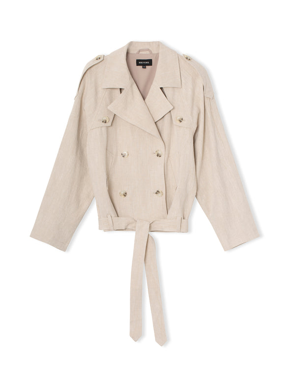 KIRA LINEN JACKET - CREME