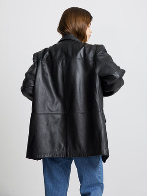 ZION LEATHER BLAZER - BLACK
